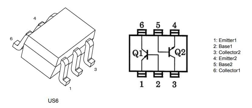 Plan mécanique - Toshiba Transistors bipolaires HN1x
